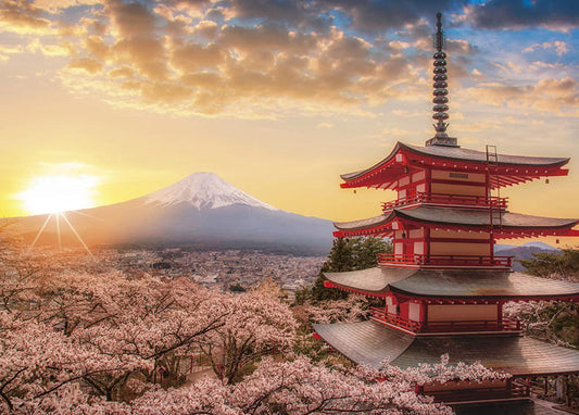 日本風景 - 黃昏下的五層塔 500塊 (38×53cm)