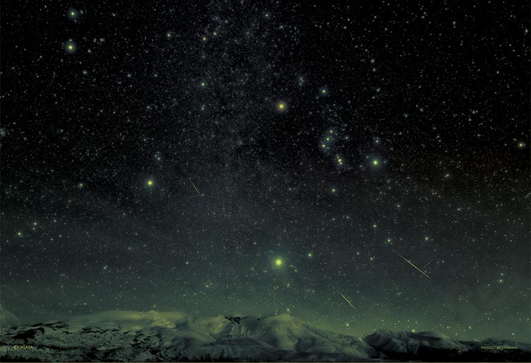 (夜光) 日本風景 - 北海道十勝岳和雙子座流星雨 300塊 (26×38cm)