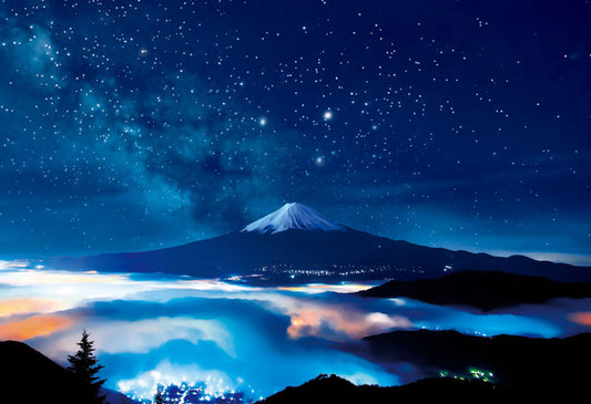 (夜光) 日本風景 - 滿天星下的富士山 300塊 (26×38cm)